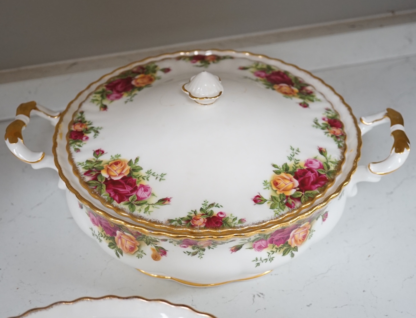 Royal Albert Old Country Roses, part dinner, tea and coffee service. Condition - mostly good